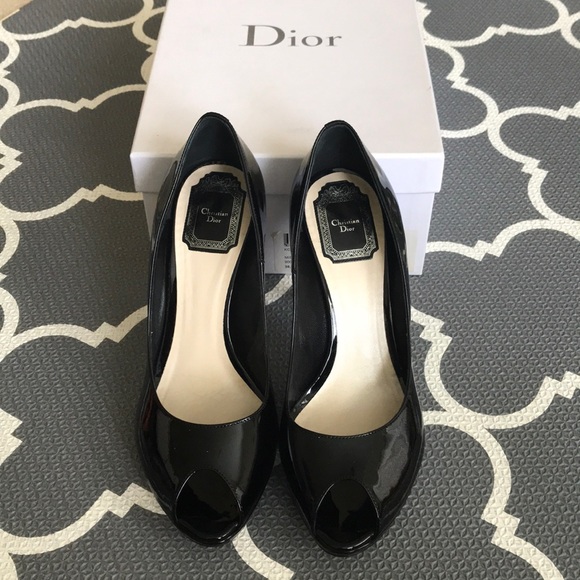 Dior black patent peep toe 38.5 - Picture 1 of 4